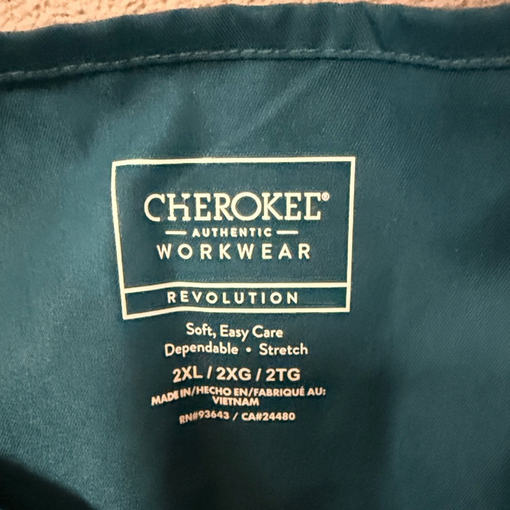 Cherokee Revolution Teal Workwear Top View 2